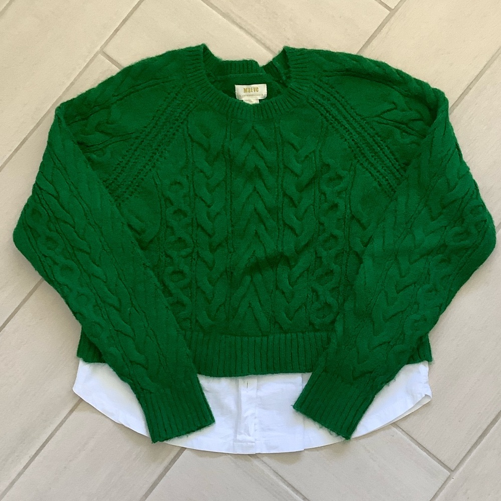 Maeve Green Cable Knit Sweater